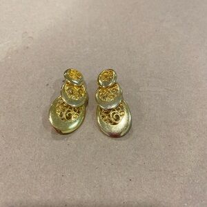 Gold Spiral Drop Earrings with Textured Finish